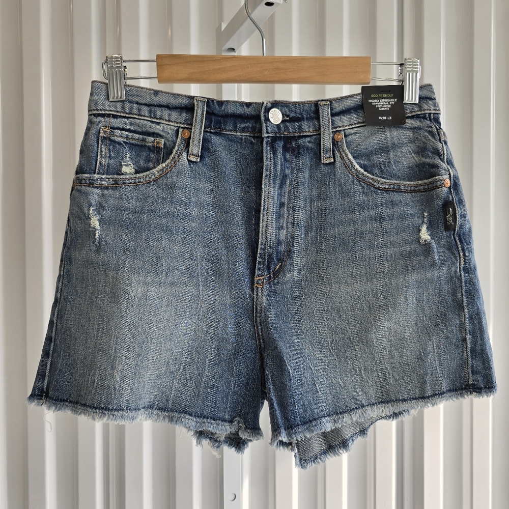 SILVER JEANS Women's Denim Shorts 28 Hi-Rise Eco-Friendly Distressed Sum…